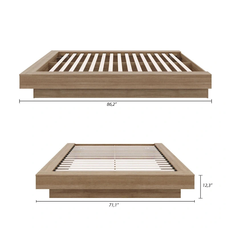 Natural Blonde Oak / Brown Oak Platform Bed Frame – 1 Person