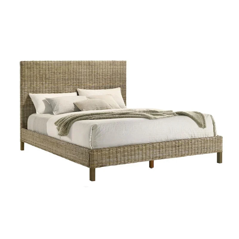 Kubu Grey Rattan Panel Bed – Queen / King / California King