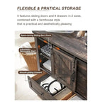 Rustic Wood Dresser with 4 Drawers & 2 Sliding Cabinets – Light/Dark Oak, Antique White, Barnwood