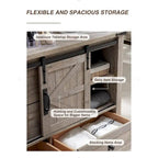 Rustic Wood Dresser with 4 Drawers & 2 Sliding Cabinets – Light/Dark Oak, Antique White, Barnwood