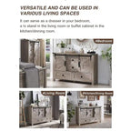 Rustic Wood Dresser with 4 Drawers & 2 Sliding Cabinets – Light/Dark Oak, Antique White, Barnwood