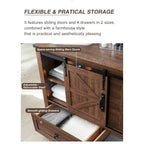 Rustic Wood Dresser with 4 Drawers & 2 Sliding Cabinets – Light/Dark Oak, Antique White, Barnwood