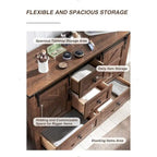Rustic Wood Dresser with 4 Drawers & 2 Sliding Cabinets – Light/Dark Oak, Antique White, Barnwood