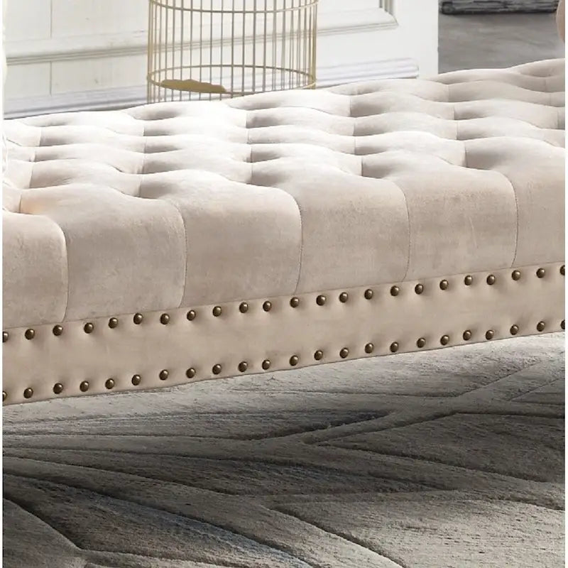 Velvet Tufted Rolled Arm Bench with Acrylic Legs – Multi-Seat, 10 Colors