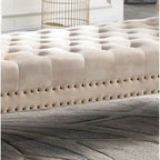 Velvet Tufted Rolled Arm Bench with Acrylic Legs – Multi-Seat, 10 Colors