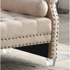 Velvet Tufted Rolled Arm Bench with Acrylic Legs – Multi-Seat, 10 Colors