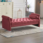 Velvet Tufted Rolled Arm Bench with Acrylic Legs – Multi-Seat, 10 Colors