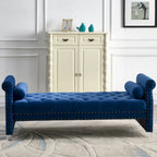 Velvet Tufted Rolled Arm Bench with Acrylic Legs – Multi-Seat, 10 Colors