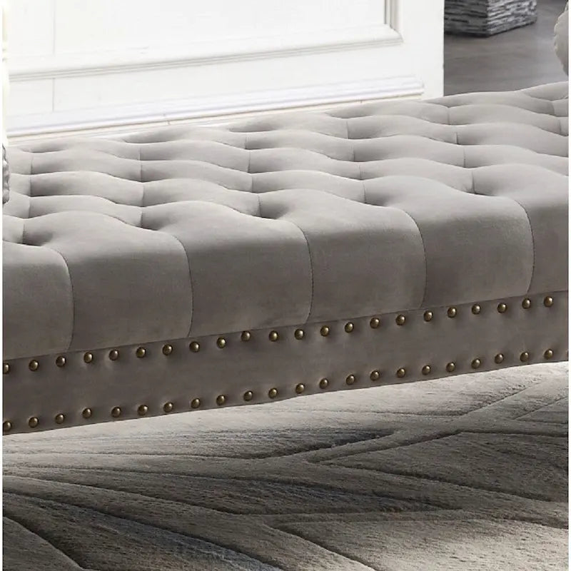 Velvet Tufted Rolled Arm Bench with Acrylic Legs – Multi-Seat, 10 Colors
