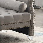Velvet Tufted Rolled Arm Bench with Acrylic Legs – Multi-Seat, 10 Colors