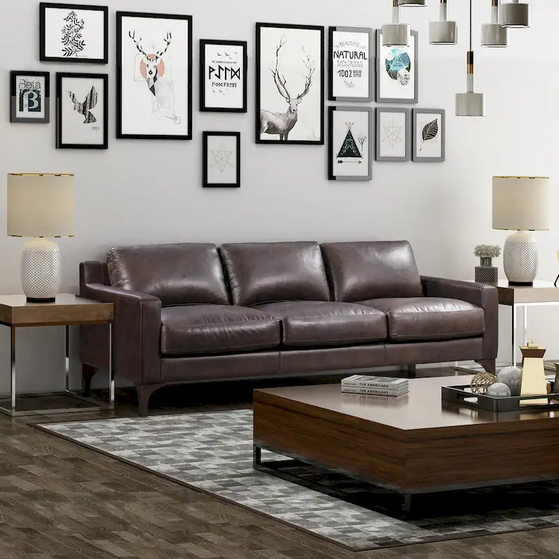 Full-Grain Italian Leather Sofa – Madagascar Cocoa / Cognac Tan / Chocolate Brown / Nightfall Blue, 3-Seater