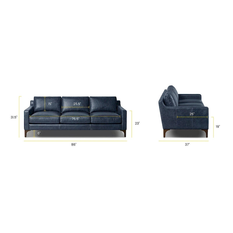 Full-Grain Italian Leather Sofa – Madagascar Cocoa / Cognac Tan / Chocolate Brown / Nightfall Blue, 3-Seater