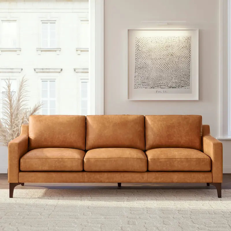 Full-Grain Italian Leather Sofa – Madagascar Cocoa / Cognac Tan / Chocolate Brown / Nightfall Blue, 3-Seater