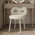 White Fleece Butterfly-Back Vanity Chair, Single Seat