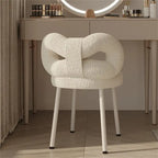 White Fleece Butterfly-Back Vanity Chair, Single Seat