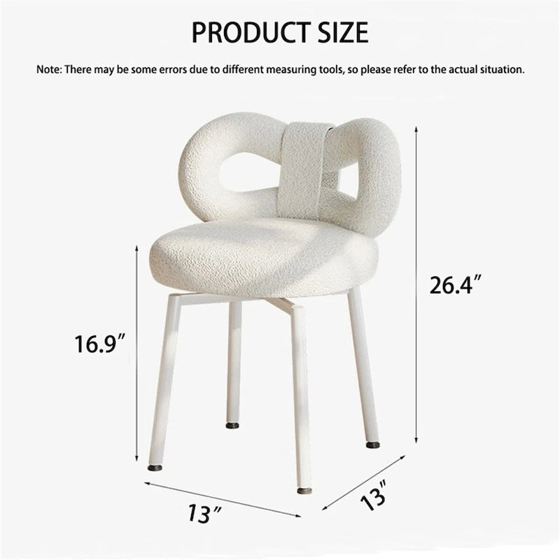 White Fleece Butterfly-Back Vanity Chair, Single Seat