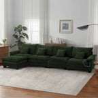 Blue / White / Grey / Black / Cream / Green L-Shaped Modular Sectional Sofa with Ottoman, Sleeper, 5-Seat