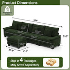 Blue / White / Grey / Black / Cream / Green L-Shaped Modular Sectional Sofa with Ottoman, Sleeper, 5-Seat