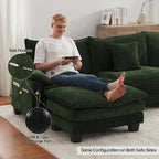 Blue / White / Grey / Black / Cream / Green L-Shaped Modular Sectional Sofa with Ottoman, Sleeper, 5-Seat