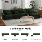 Blue / White / Grey / Black / Cream / Green L-Shaped Modular Sectional Sofa with Ottoman, Sleeper, 5-Seat