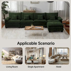 Blue / White / Grey / Black / Cream / Green L-Shaped Modular Sectional Sofa with Ottoman, Sleeper, 5-Seat