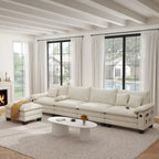 Blue / White / Grey / Black / Cream / Green L-Shaped Modular Sectional Sofa with Ottoman, Sleeper, 5-Seat