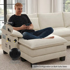 Blue / White / Grey / Black / Cream / Green L-Shaped Modular Sectional Sofa with Ottoman, Sleeper, 5-Seat