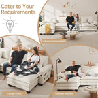 Blue / White / Grey / Black / Cream / Green L-Shaped Modular Sectional Sofa with Ottoman, Sleeper, 5-Seat