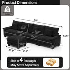 Blue / White / Grey / Black / Cream / Green L-Shaped Modular Sectional Sofa with Ottoman, Sleeper, 5-Seat