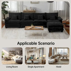 Blue / White / Grey / Black / Cream / Green L-Shaped Modular Sectional Sofa with Ottoman, Sleeper, 5-Seat