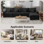 Blue / White / Grey / Black / Cream / Green L-Shaped Modular Sectional Sofa with Ottoman, Sleeper, 5-Seat
