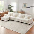 Blue / White / Grey / Black / Cream / Green L-Shaped Modular Sectional Sofa with Ottoman, Sleeper, 5-Seat