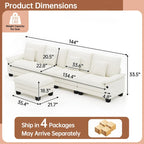 Blue / White / Grey / Black / Cream / Green L-Shaped Modular Sectional Sofa with Ottoman, Sleeper, 5-Seat