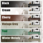 Teal / Black / Cream / Cherry / Vintage Grey / Winter Melody Wood Side Table with Rattan Shelf, 1-Person