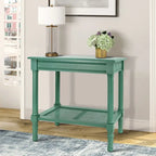 Teal / Black / Cream / Cherry / Vintage Grey / Winter Melody Wood Side Table with Rattan Shelf, 1-Person