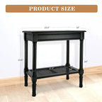 Teal / Black / Cream / Cherry / Vintage Grey / Winter Melody Wood Side Table with Rattan Shelf, 1-Person