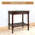 Teal / Black / Cream / Cherry / Vintage Grey / Winter Melody Wood Side Table with Rattan Shelf, 1-Person