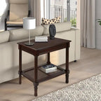 Teal / Black / Cream / Cherry / Vintage Grey / Winter Melody Wood Side Table with Rattan Shelf, 1-Person