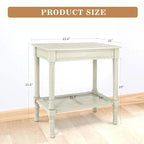 Teal / Black / Cream / Cherry / Vintage Grey / Winter Melody Wood Side Table with Rattan Shelf, 1-Person