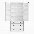 White / Cream Freestanding Kitchen Pantry Cabinet, Single, 3 Adjustable Shelves & 3 Drawers