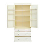 White / Cream Freestanding Kitchen Pantry Cabinet, Single, 3 Adjustable Shelves & 3 Drawers