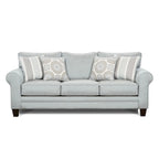 Light Blue/Grey Round Arm Sofa, Seats 3