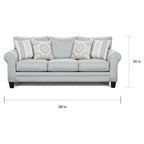 Light Blue/Grey Round Arm Sofa, Seats 3