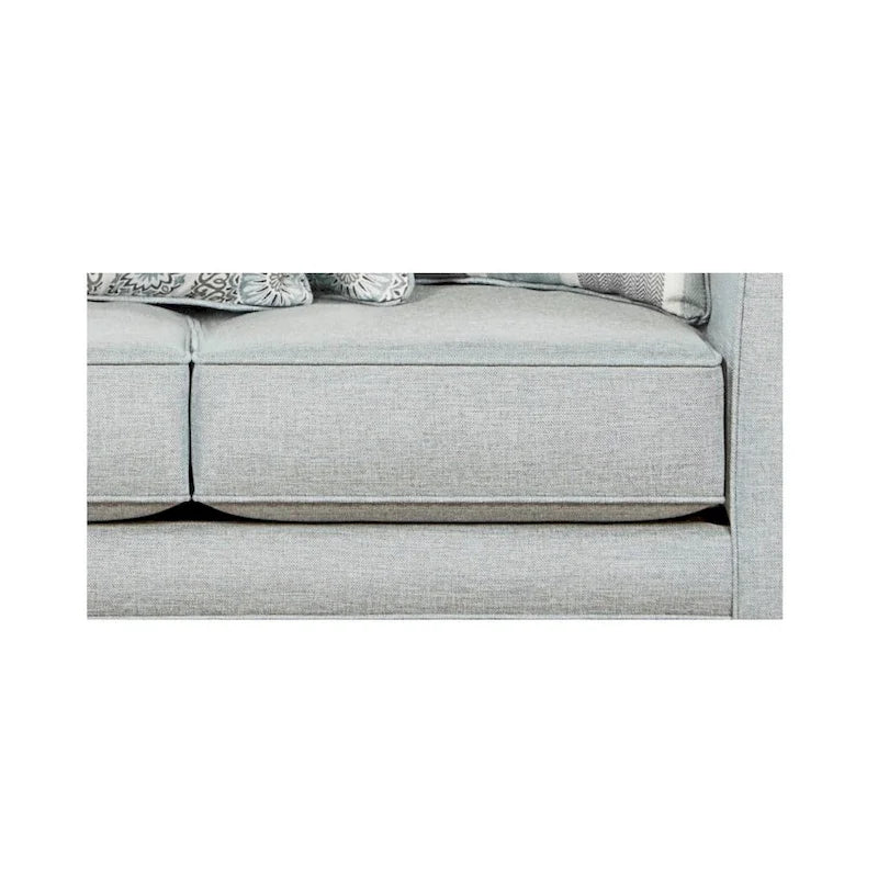 Light Blue/Grey Round Arm Sofa, Seats 3