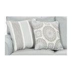 Light Blue/Grey Round Arm Sofa, Seats 3
