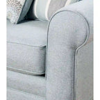 Light Blue/Grey Round Arm Sofa, Seats 3