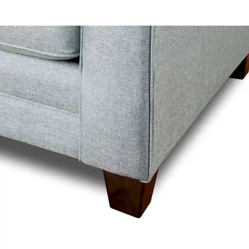 Light Blue/Grey Round Arm Sofa, Seats 3