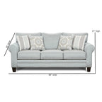 Light Blue/Grey Round Arm Sofa, Seats 3