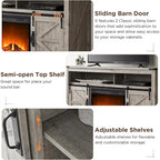 Fireplace TV Stand with Sliding Barn Doors – Dark Rustic Oak / Antique White / Light Rustic Oak / Antique Brushed White / Reclaimed Barnwood, Fits TVs up to 70"