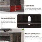 Fireplace TV Stand with Sliding Barn Doors – Dark Rustic Oak / Antique White / Light Rustic Oak / Antique Brushed White / Reclaimed Barnwood, Fits TVs up to 70"